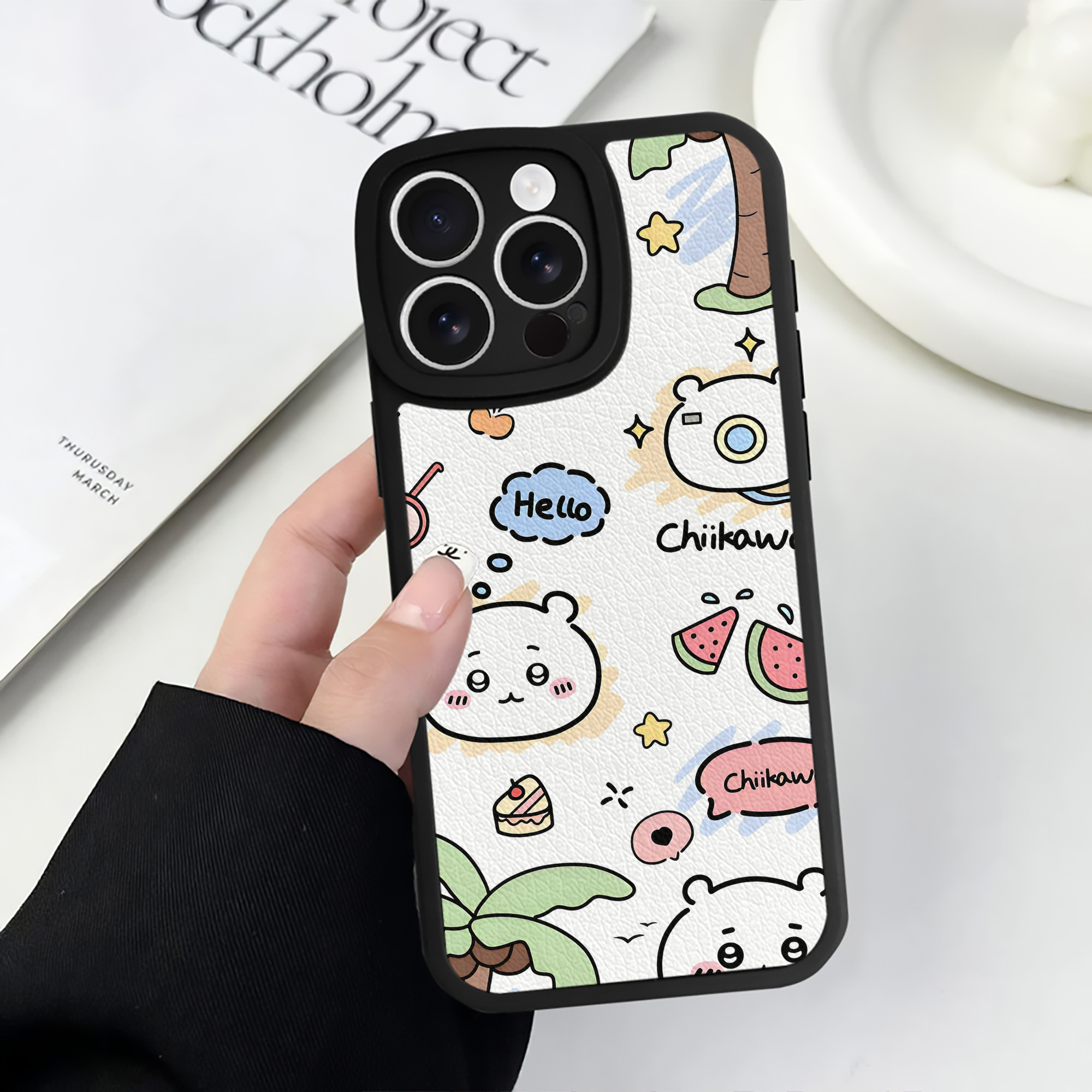 （画像用） ちいかわ Chii-kawa 【iPhone 16シリーズ対応】シリコンスマホケース（レザー調） 材質：シリコン